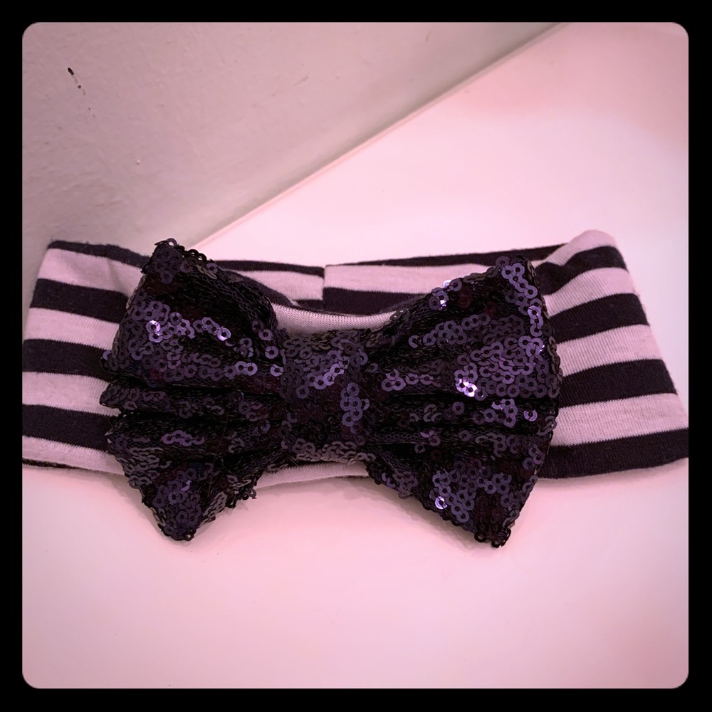 Baby headband-navy and white striped